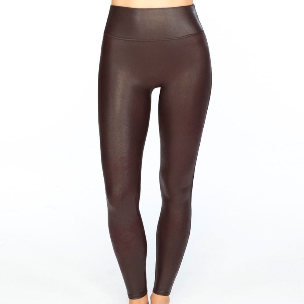 Spanx Faux Leather Leggings Burgundy - Picture 4 of 7